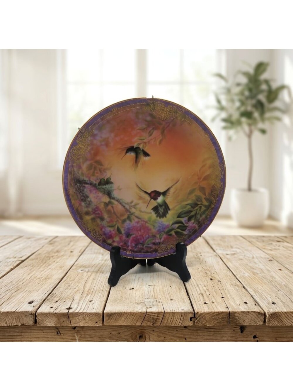 Bradford Exchange Wings of Grace Hummingbird Plate Larry K Martin Vintage 8.3"